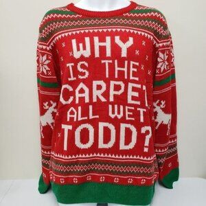 Why is the Carpet all Wet Todd Mens Christmas Vacation Ugly Sweater Size XL